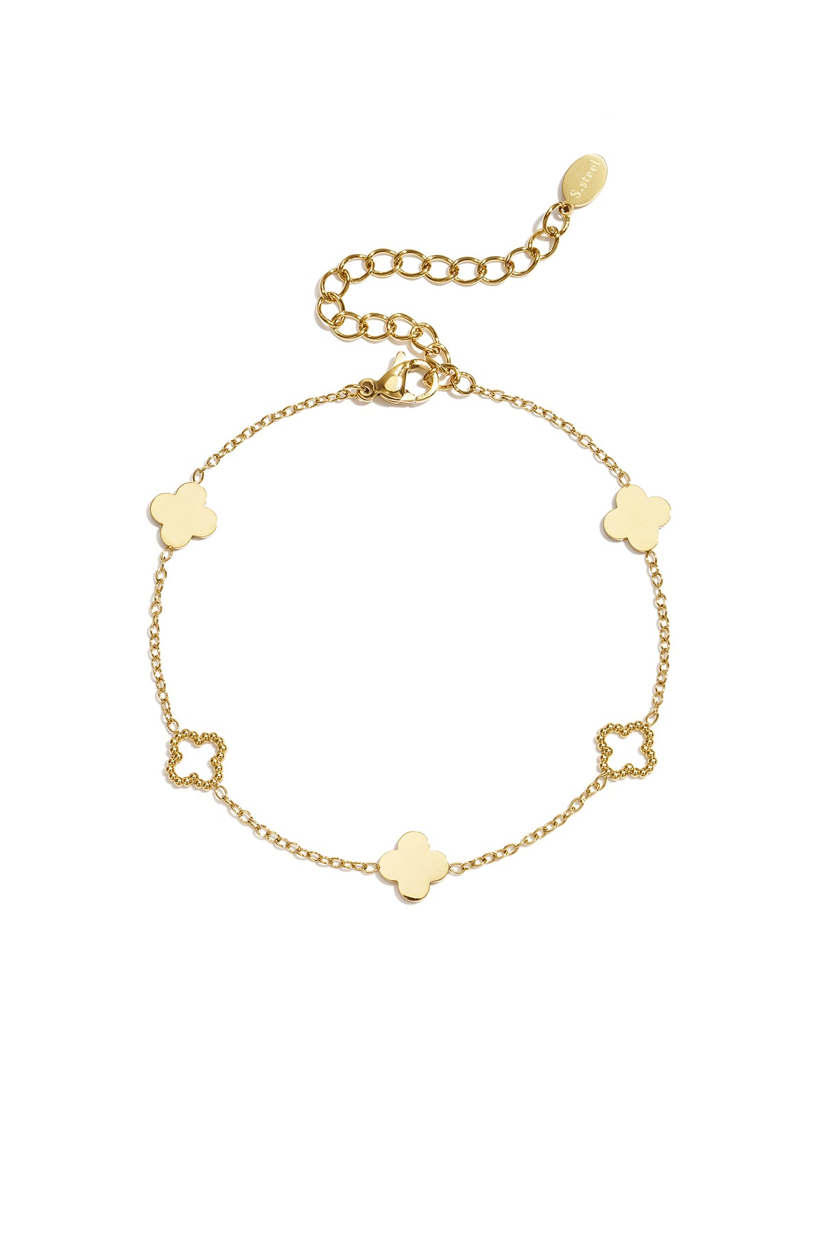 14K Gold Plated Stainless Steel Charm Bracelets Clover Simple Daily Simple Series Women's jewelry