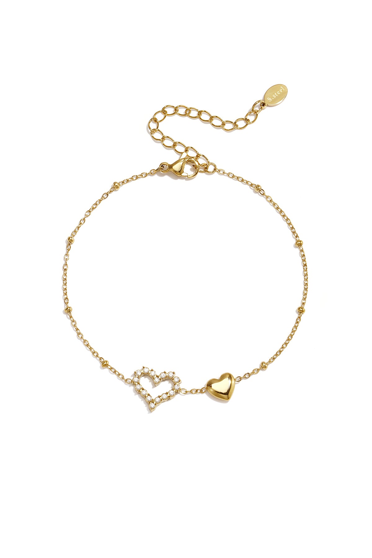 14K Gold Plated Stainless Steel Charm Bracelets Heart Simple Daily Simple Series Women's jewelry