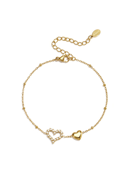14K Gold Plated Stainless Steel Charm Bracelets Heart Simple Daily Simple Series Women's jewelry